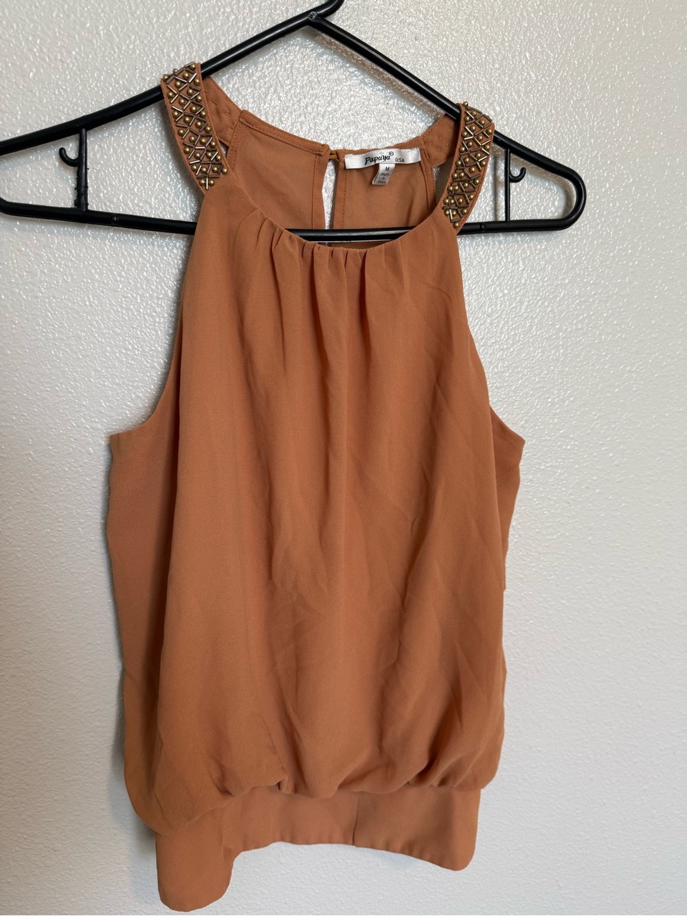 Papaya Rust-Orange Studded Halter Cami